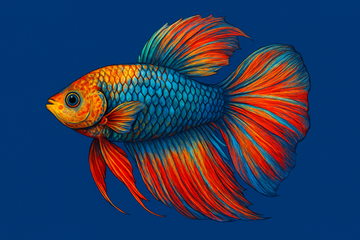 fazer um peixe bonito tipo de aquario, centralizado, no fundo de cor (#0B3D91